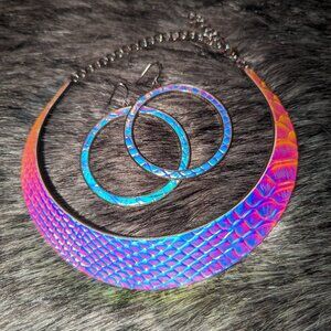 Iridescent Chocker Necklace and Earring set